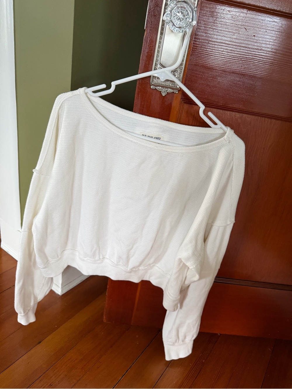 We The Free Women's Cream Waffle-Knit Pullover Sweatshirt